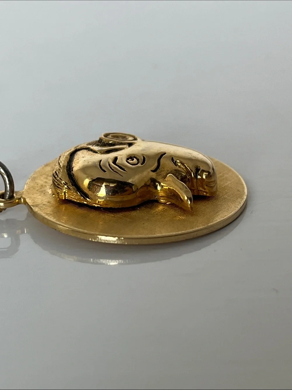 Vintage Bob Hope Gold Tone Keychain Celebrity Souvenir Comic Caricature Key Ring